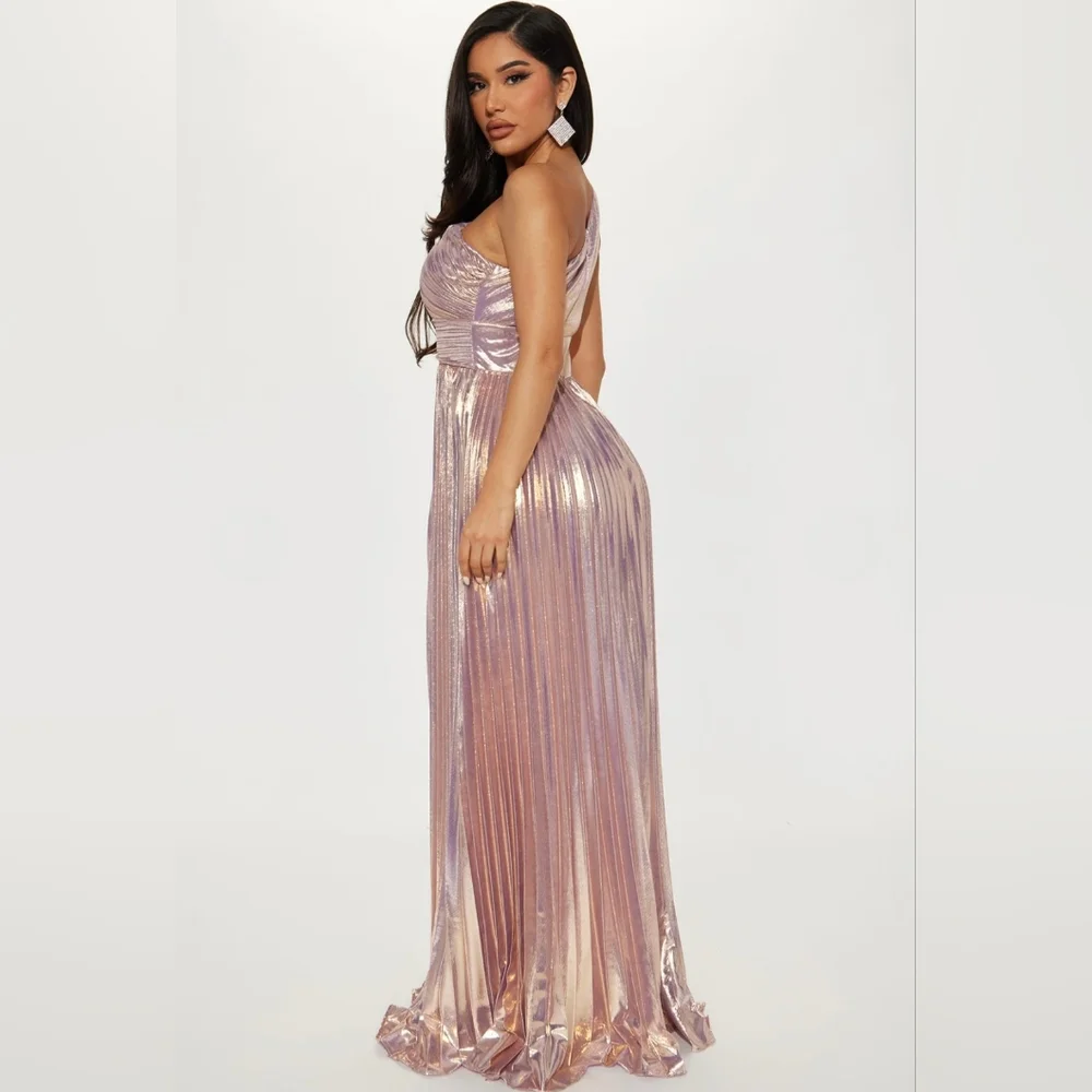 Fashion Nova Serena Pleated Metallic Maxi Dress - Picture 3 of 4